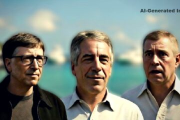 Heap of released DOJ documents in a pile labeled Jeffrey Epstein files