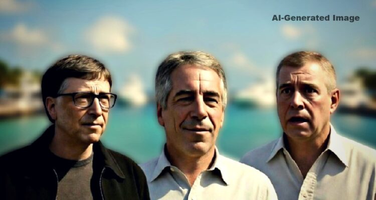 Heap of released DOJ documents in a pile labeled Jeffrey Epstein files