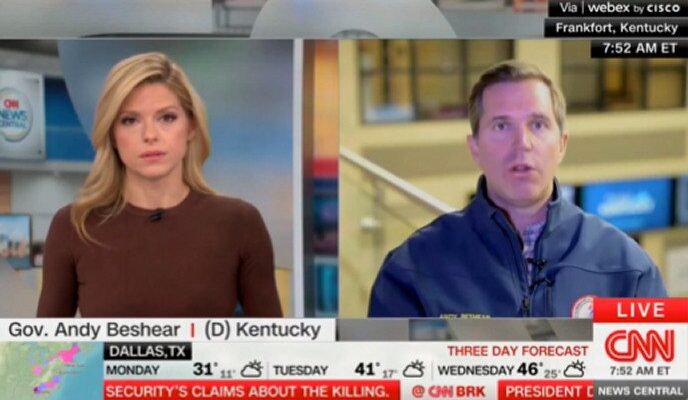 Kentucky Governor Andy Beshear speaking during an interview