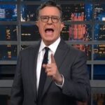 Stephen Colbert on The Late Show set