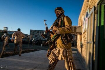 IRGC soldiers in formation; symbol of Iran security forces