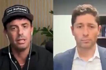 Minneapolis city skyline with police cruiser in foreground