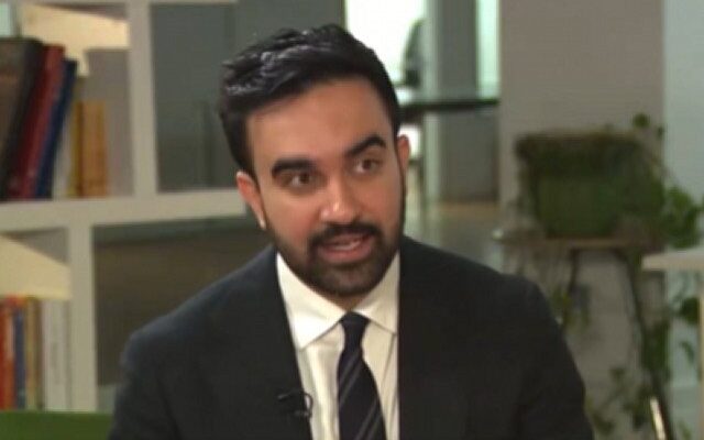 NYC city hall silhouette with immigration enforcement in background