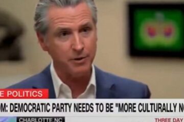 Gavin Newsom speaking on CNN about party strategy