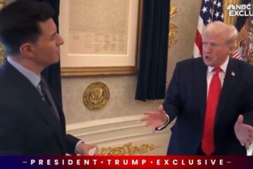 President Trump speaking in the Oval Office during interview