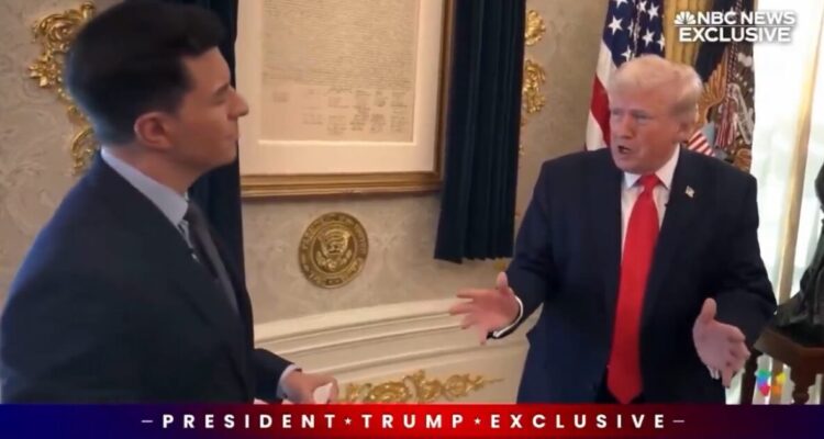 President Trump speaking in the Oval Office during interview