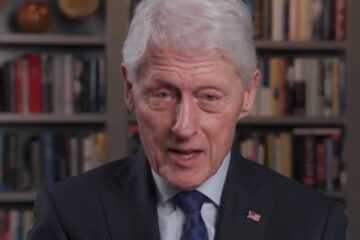 Bill Clinton speaking in a video statement after deposition