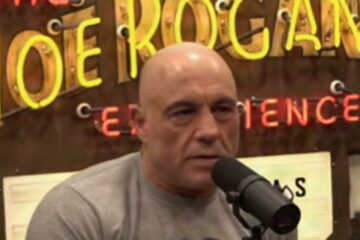 Joe Rogan speaking into microphone during podcast