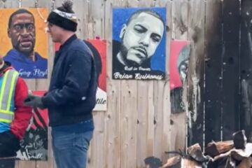 Burned memorial site for Renee Good in Minneapolis