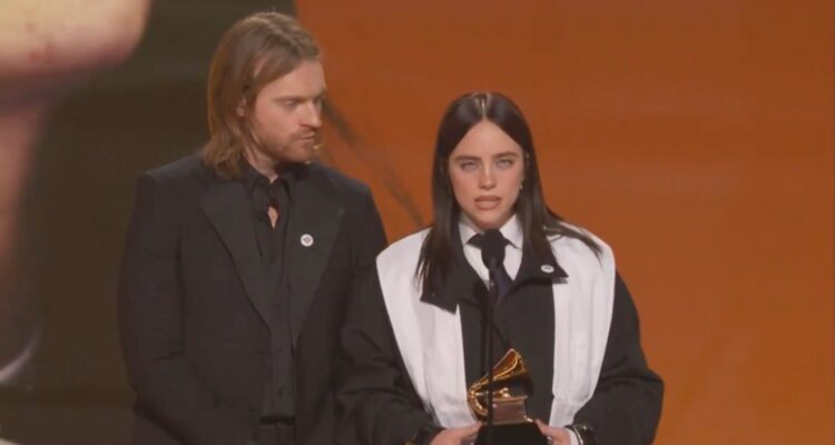 Grammy Awards stage with empty seats and camera lights