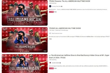 Crowd at TPUSA All-American Halftime Show with performers on stage