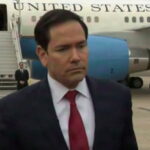 Secretary of State Marco Rubio speaking to reporters