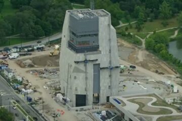 Exterior rendering of the Obama Presidential Center under construction