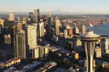 Empty office buildings in Seattle downtown