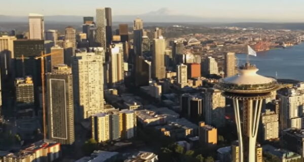 Empty office buildings in Seattle downtown