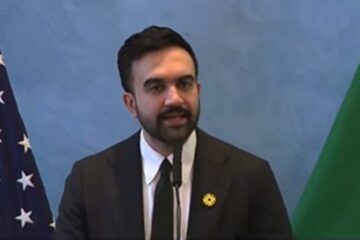 Zohran Mamdani speaking at Gracie Mansion St. Patrick's Day event