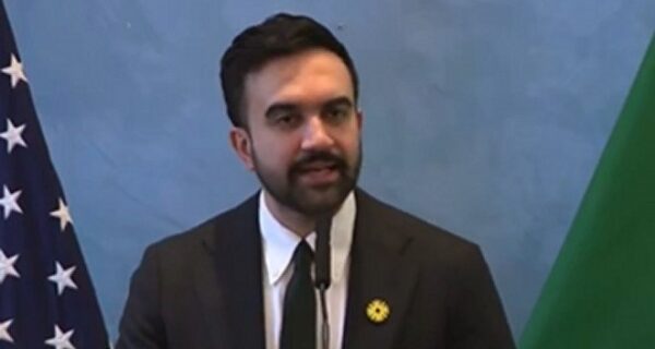 Zohran Mamdani speaking at Gracie Mansion St. Patrick's Day event