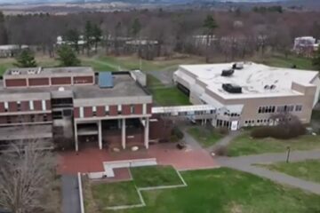 Hampshire College campus sign in Massachusetts