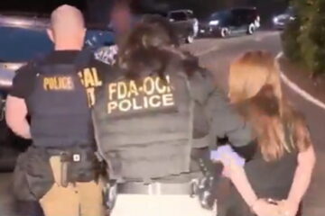 FBI agents conducting a raid at a hospice residence in San Dimas, California