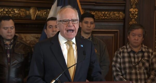 Tim Walz speaking at a public event