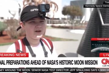 Artemis II SLS rocket lifting off from Kennedy Space Center