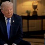 Trump speaks during a tense interview with Norah O'Donnell