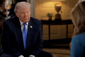 Trump speaks during a tense interview with Norah O'Donnell