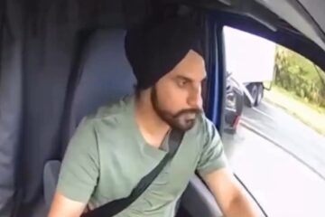 Florida trooper inspecting a commercial truck during roadside inspection