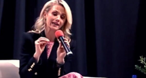 Jennifer Siebel Newsom speaking at an event about parenting and gender roles