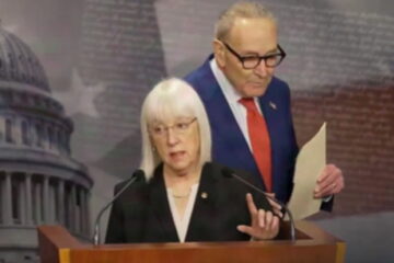 Senator Patty Murray speaking at a podium