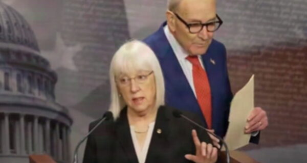 Senator Patty Murray speaking at a podium