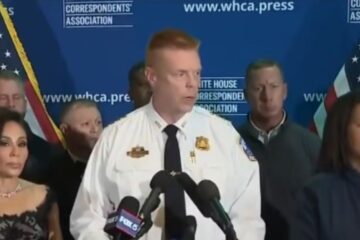 Police and security response outside the Washington Hilton during the White House Correspondents’ Dinner incident