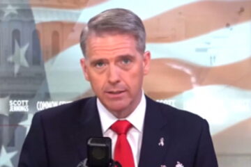 Scott Jennings speaking during a radio segment about political violence