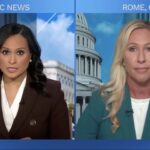 Marjorie Taylor Greene speaking during a Meet the Press appearance