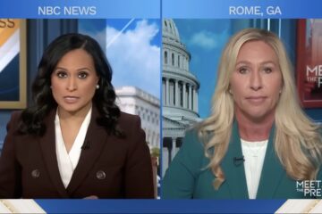 Marjorie Taylor Greene speaking during a Meet the Press appearance