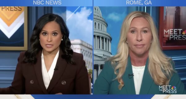 Marjorie Taylor Greene speaking during a Meet the Press appearance
