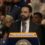 Mayor Zohran Mamdani speaking at 100-day event in Queens