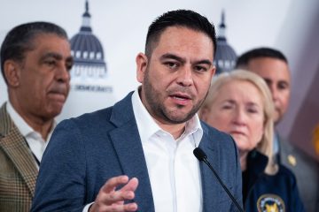 Rep. Gabe Vasquez speaking at a public event in New Mexico