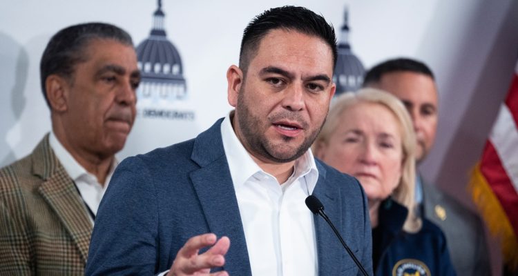 Rep. Gabe Vasquez speaking at a public event in New Mexico