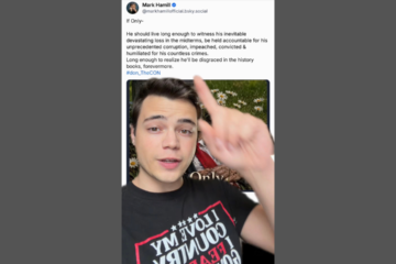 Mark Hamill reaction image tied to backlash over a post about President Trump