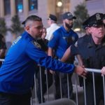 Police presence outside Madison Square Garden during a Knicks game