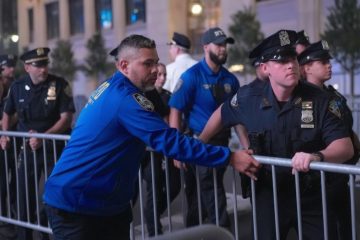 Police presence outside Madison Square Garden during a Knicks game