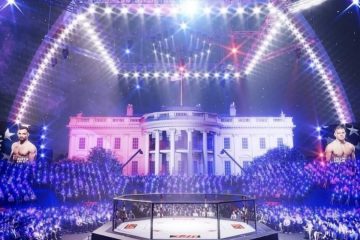 White House South Lawn with UFC event setup concept