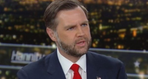 JD Vance speaking on Fox News during an interview about Iran deal criticism
