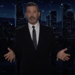 Jimmy Kimmel on set announcing a two-month break from his ABC late-night show