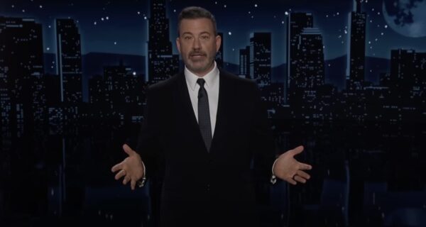 Jimmy Kimmel on set announcing a two-month break from his ABC late-night show