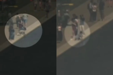 Surveillance footage and fencing at the Reflecting Pool near the Lincoln Memorial