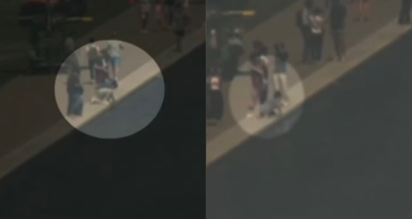 Surveillance footage and fencing at the Reflecting Pool near the Lincoln Memorial