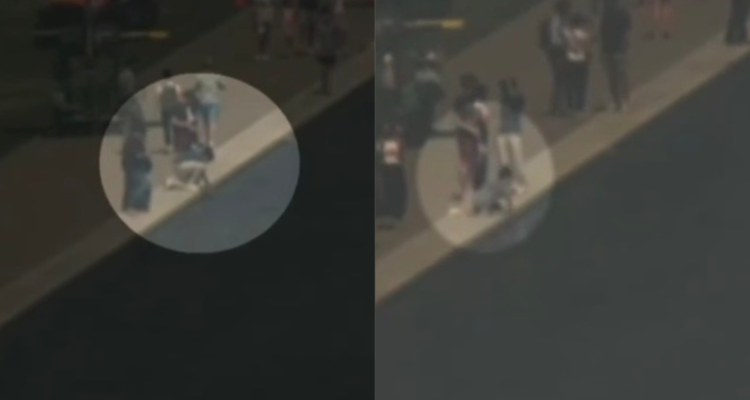 Surveillance footage and fencing at the Reflecting Pool near the Lincoln Memorial