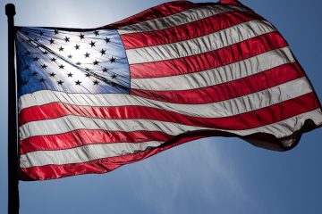American flags displayed on homes during July 4 celebrations